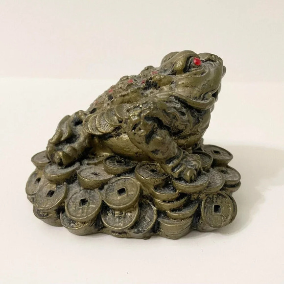 Chinese Feng Shui Resin Wealth  Lucky Money Frog Statue Figurine Chip - Picture 6 of 11